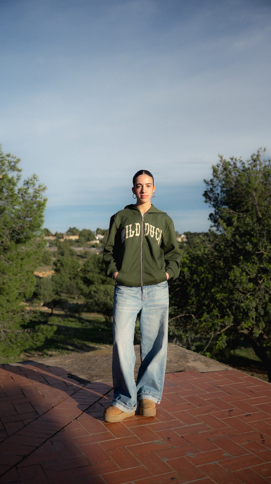 DISTRESSED ZIP UP HOODIE
